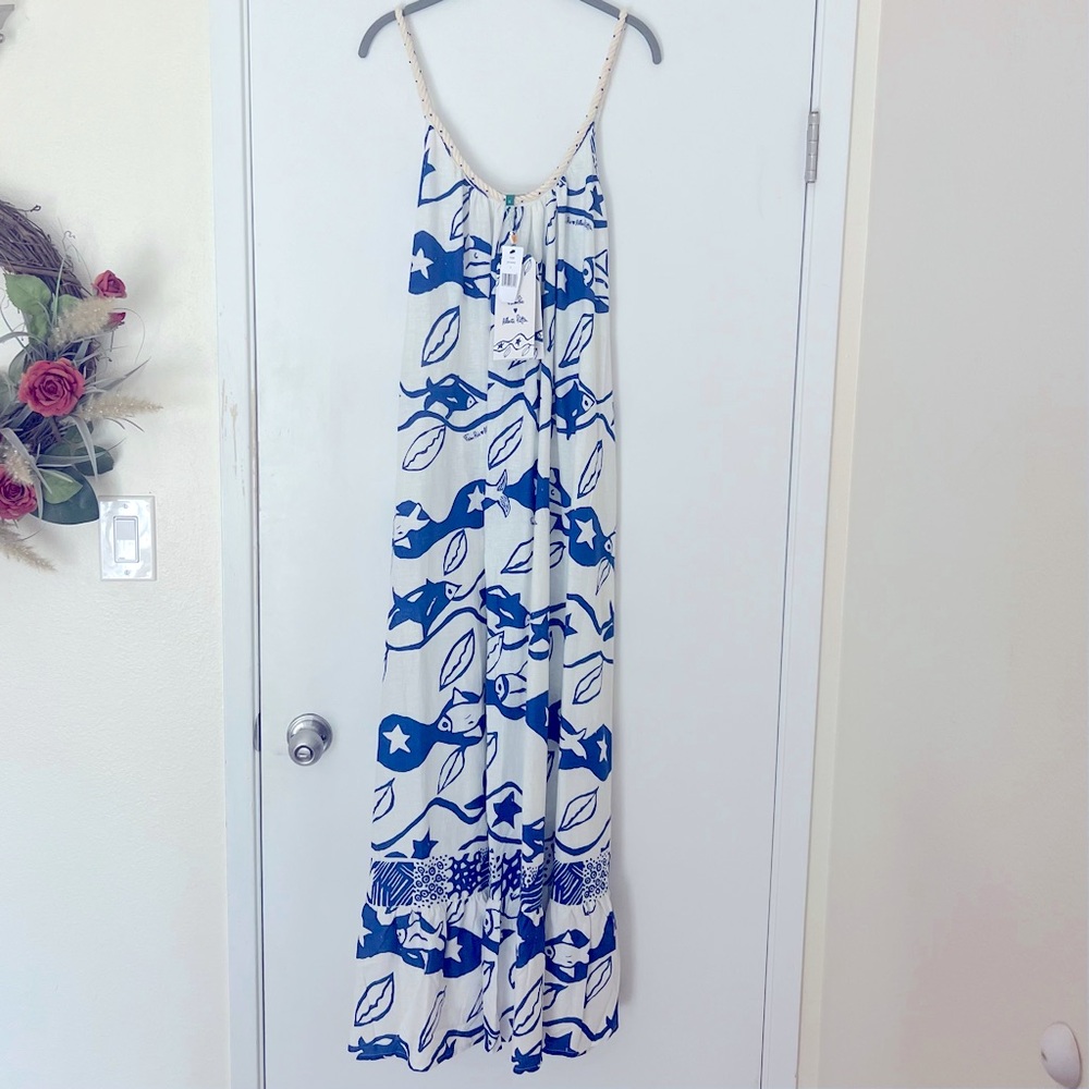 NWT Farm Rio x Alberto Pitta Waves dress, size S